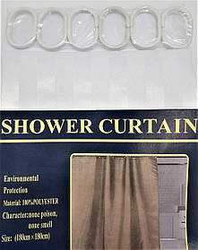 Шторка тканинна для ванни і душа з кільцями 180х180 см Смужка текстильна біла SHOWER CURTAIN