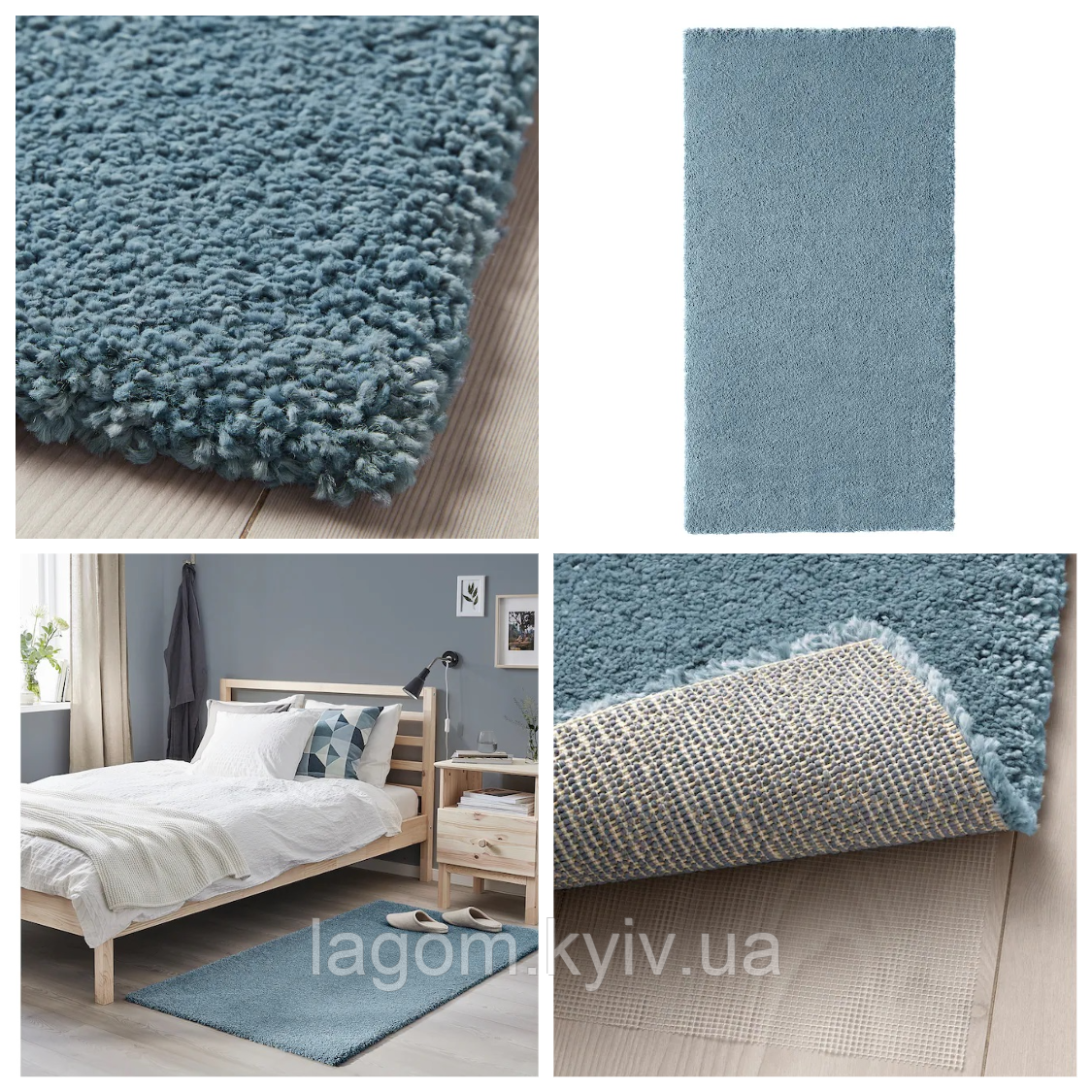 М'який килим в кімнату IKEA STOENSE короткий ворс 80x150 см класичний синій ІКЕА СТОЕНСЕ 004.270.07