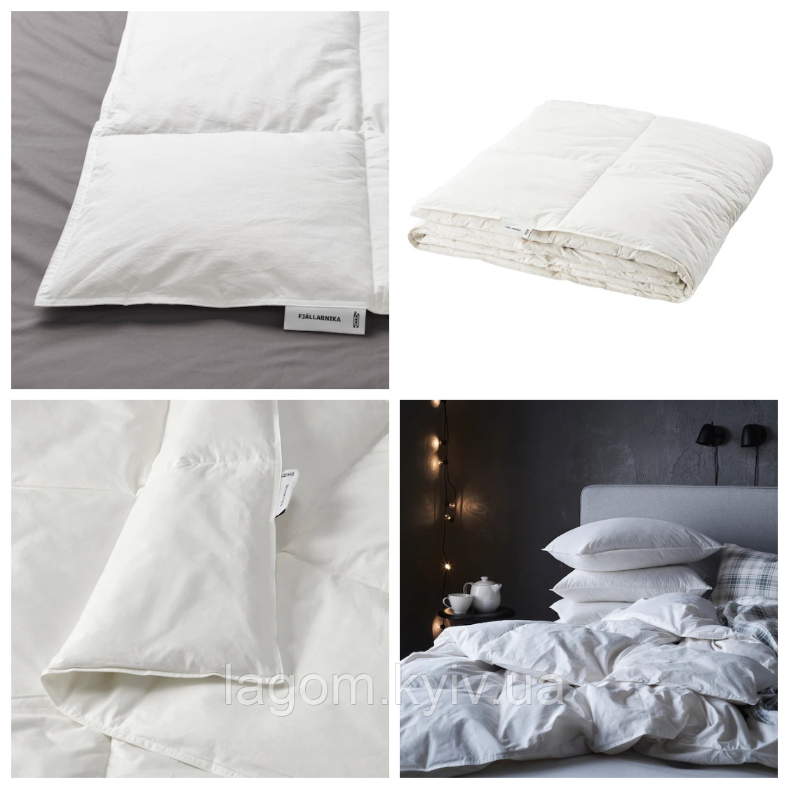 Ковдра двоспальне тепле пухова IKEA FJÄLLARNIKA 200x200 см м'яке легке біле ІКЕА ФЙЕЛЛАРНІКА