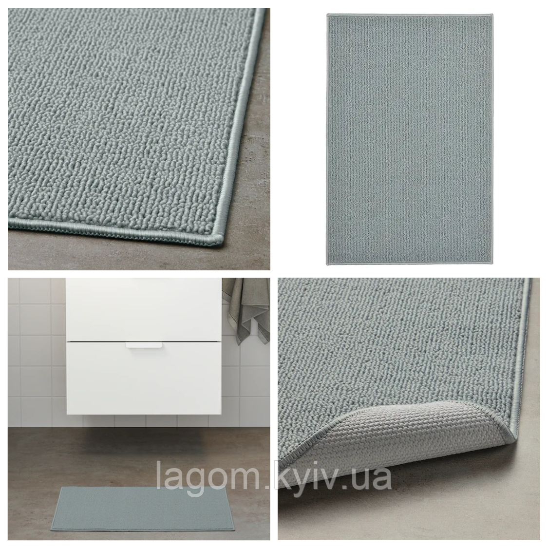 Килимок для ванної кімнати сірий однотонний IKEA FINTSEN 40x60 см ІКЕА ФІНСТЕН