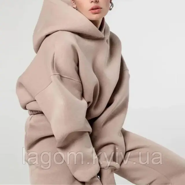 Теплий спортивний жіночий костюм XL (худі + джоггеры) повсякденний комплект, прогулянковий