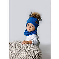 Дитячий зимовий комплект (шапка + снуд) для хлопчика "Гоги", синій, DemboHouse (ДембоХаус) 44 см. р. Синій