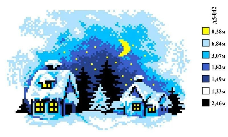 Набір для вишивки нитками А5-042 Зимова ніч, фото 1