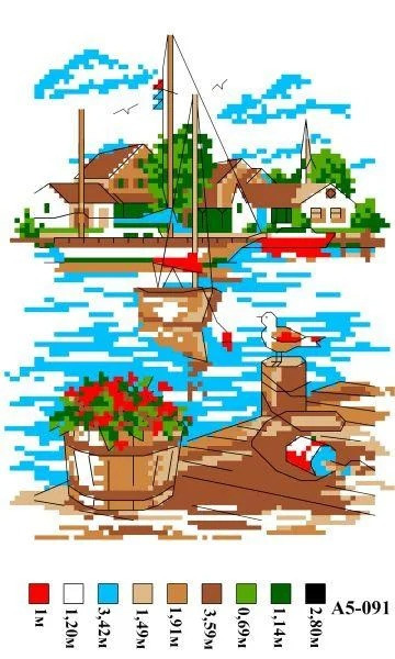 Набір для вишивки нитками А5-091 Будинок біля моря, фото 1
