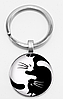 Брелок на ключи металл котик кошка инь янь черный белый серебристый металл и стекло, фото 5