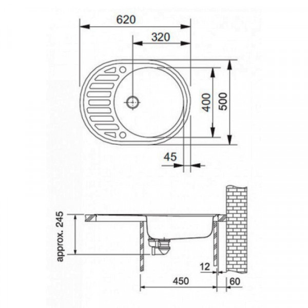 Гранитная черная мойка 615х495х200 Adamant Ovum - фото 7 - id-p377700127