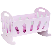 Ліжко для ляльок дерев'яне РОЗОВАНЕ арт. 8001