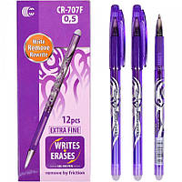 Ручка Пиши-стирай гелевая с ластиком фиолетовая паста 0,5мм арт CR-707F