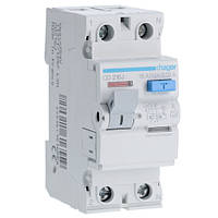 Hager Дифреле (УЗО) Hager CD216J 2-полюсне 6kА 16А 30mA тип А