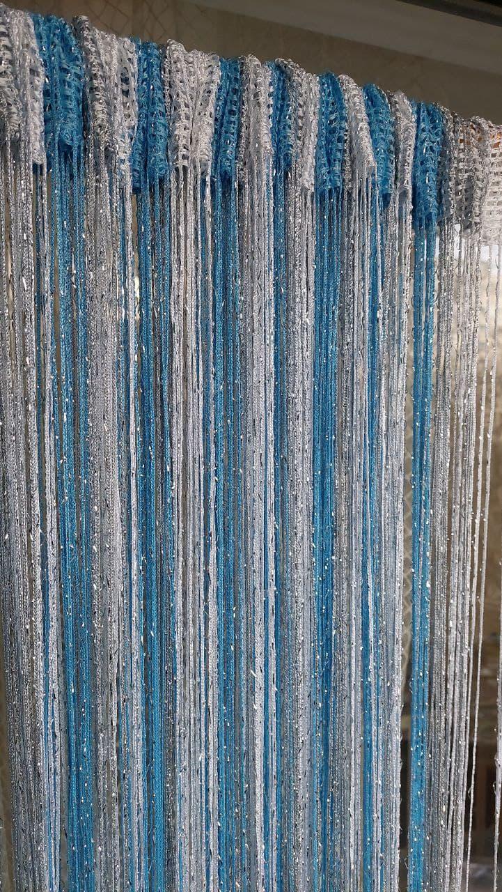 Штори нитки кісея дощ з люрексом райдужні № 1-7-11 білий/сірий/синій 3 м на 2.8 м більше 50-ти кольорів