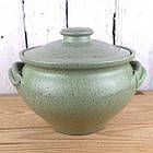 Жаровня для духовки «Чугунок» краплє зелена 2.5 л керамічна з кришкою та ручками