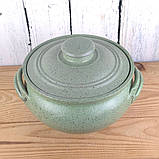 Жаровня для духовки «Чугунок» краплє зелена 2.5 л керамічна з кришкою та ручками, фото 2
