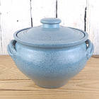 Жаровня для духовки «Чугунок» краплє блакитна 2.5 л керамічна з кришкою та ручками