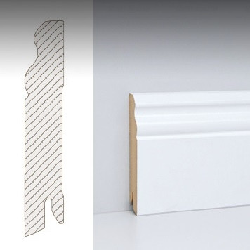 Плінтус МДФ Egger під фарбування Hamburg 70 мм Білий (L201), фото 1