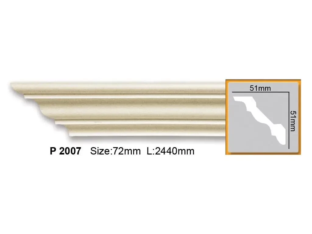 Стельовий плінтус Gaudi P2007 (5,1х5,1)см, довжина 2м