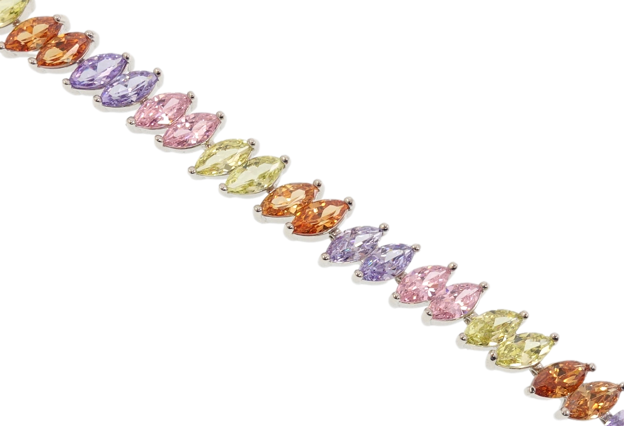 Браслет СМ Родій "Доріжка кольорових кристалів" розмір 19см х 7мм