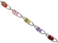 Браслет СМ Родий "Цветные кристаллы" размер 18,5см х 5мм