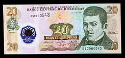Банкнота Гондурасу 20 лемпір 2008 р. UNC