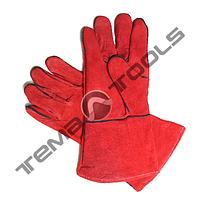 Захисні рукавички зварника (краги) 35 см, червоні