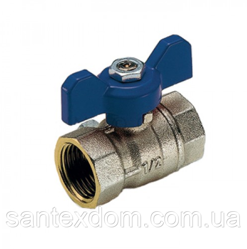 Кран кульовий вод. з синім мот. (Г-Г) 1/2" (2370B2804), фото 1