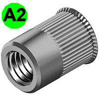 Заклепка різьбова зі зменшеною потайною головкою і насічками WS 9314, нержавіюча сталь A2, М10 X 19.5