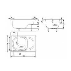 Сталева ванна 105*70 см сидяча BLB EUROPA з ніжками, фото 3
