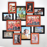 Оригінальна мультирамка з дерева "Подорож" на 12 фото, 70х70 см