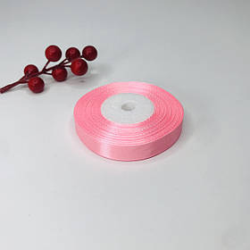 Стрічка атласна, 1,2 см, рожева, 23 м - рулон