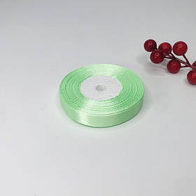 Стрічка атласна, 1,2 см, світло-зелена, 23 м - рулон