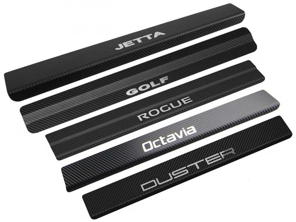 Накладки на пороги "Premium+carbon" Fiat 500 L 2012- (4 шт.), метал) — Фіат 500 Л, фото 1