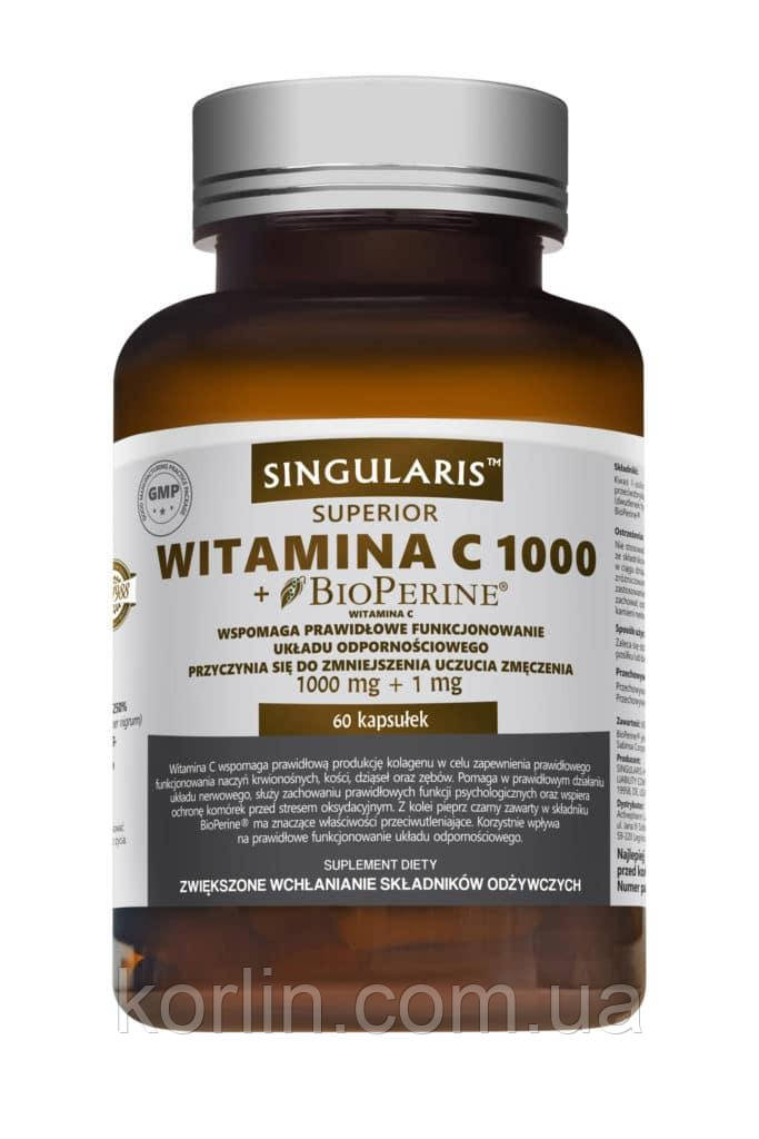 Вітамін C 1000 + Біоперин 60 кап Singularis Superior Witamina C 1000 + Bioperine США Доставка з ЄС