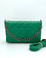 Женская стеганая сумка через плечо клатч кросс-боди из эко кожи Донна Зеленый