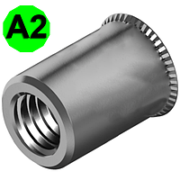 Заклепка різьбова зі зменшеною потайною головкою без насічки WS 9314, нержавіюча сталь A2, М6 X 14