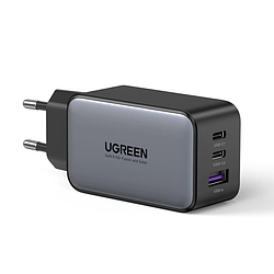 Зарядний пристрій Ugreen GaN 65 Вт високошвидкісний з 3 портами 2xUSB-C 1xUSB-A Dark Grey (CD244)