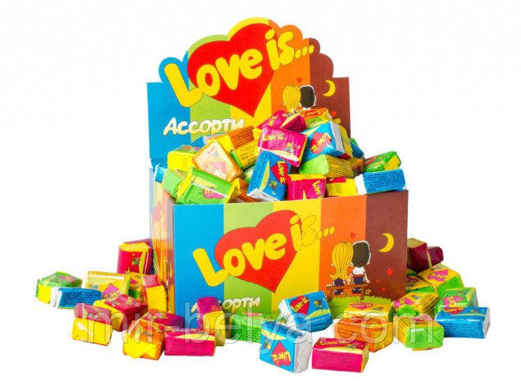 Жувальна гумка Love is 5 смаків мікс/жувальні цукерки лові іс, фото 1