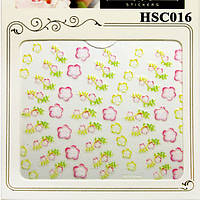 3D Наклейки для Ногтей Самоклеющиеся HSC016 Цветы Гирлянды Розовые, Салатовые, Дизайн Ногтей, Маникюр