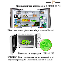 Набір силіконових складних контейнерів для зберігання їжі – 4 шт Cooking House зелені, фото 7