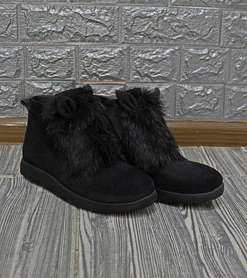 Зимові черевики з вушками з натуральної замші, 37 розмір