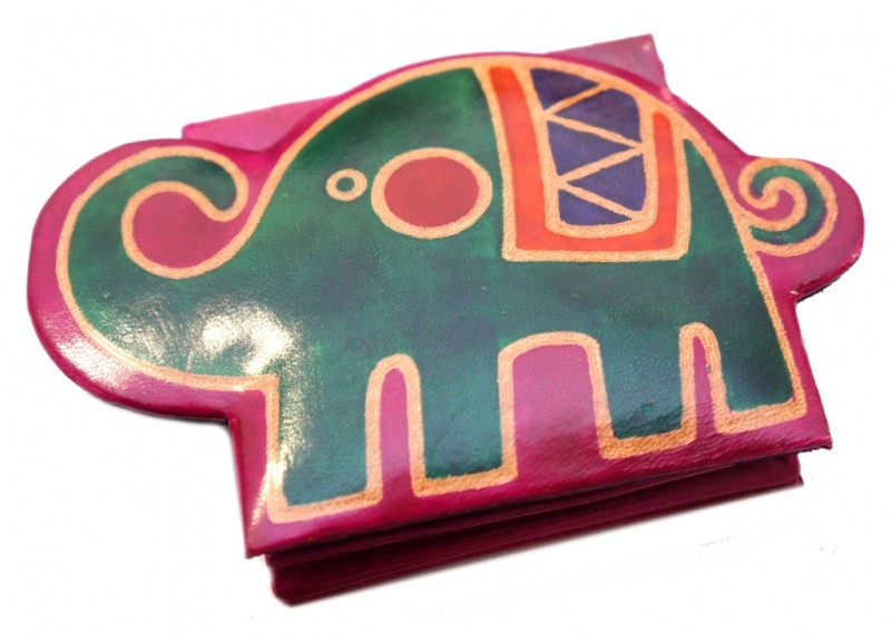 Гаманець шкіряний на кнопці ZOO Слоник Малиновий