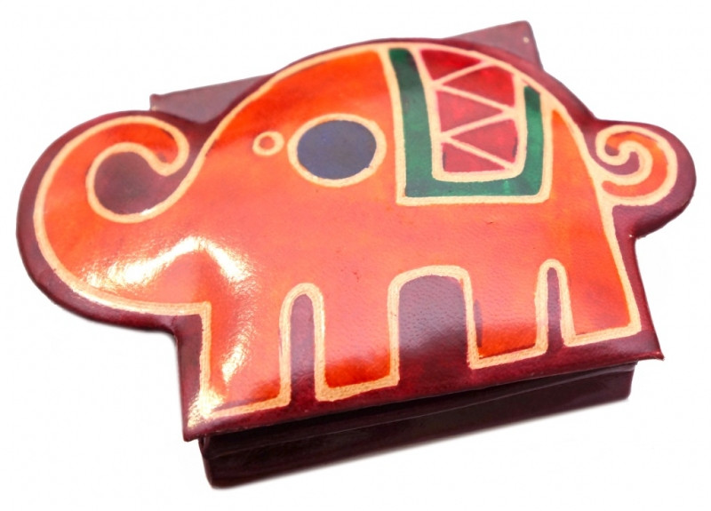 Гаманець шкіряний на кнопці ZOO Слоник Бордовий