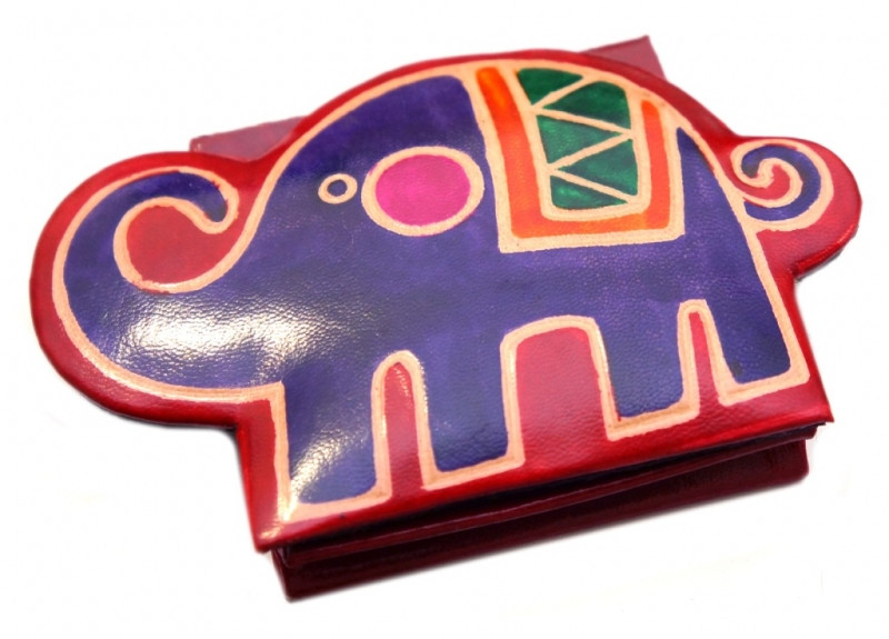 Гаманець шкіряний на кнопці ZOO Слоник Червоний