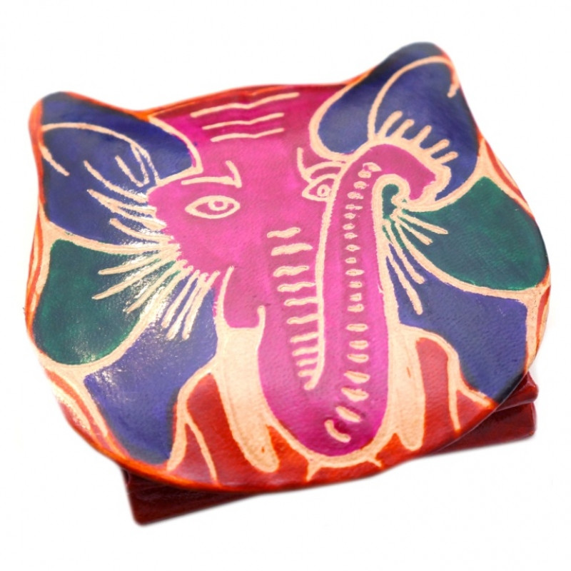 Гаманець шкіряний на кнопці ZOO Слон Жовтогарячий