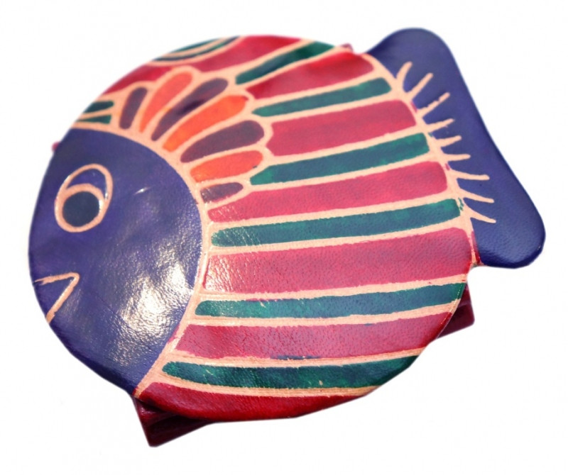 Гаманець шкіряний на кнопці ZOO Рибка Червоний