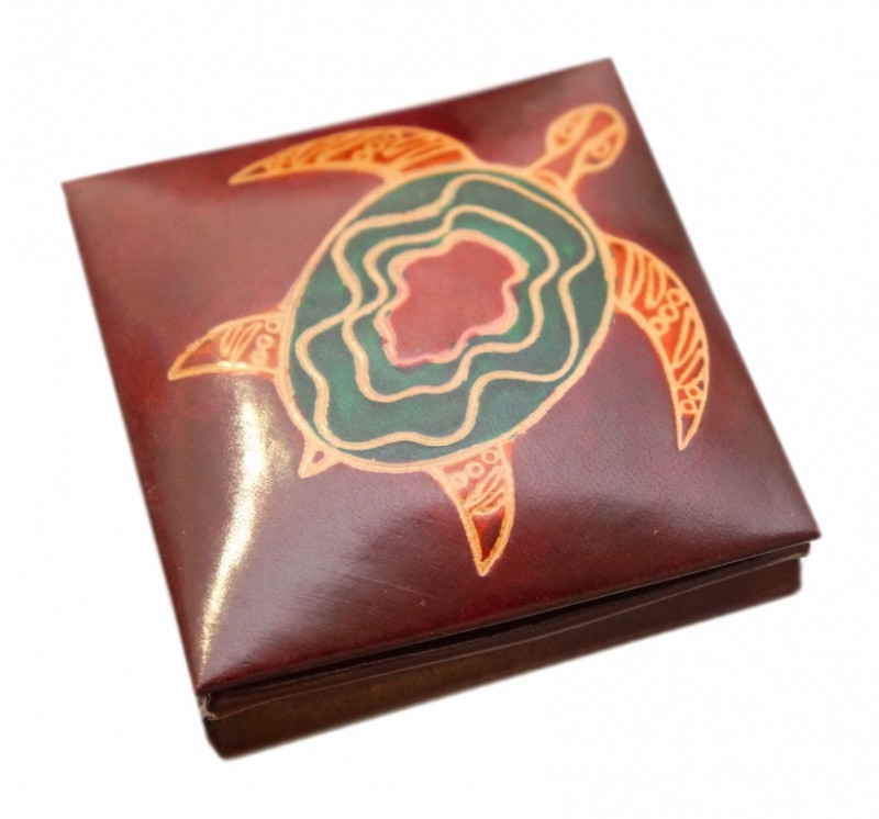 Гаманець шкіряний на кнопці Водяна черепаха Бордовий