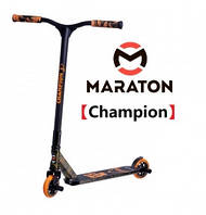 Трюковый Самокат Maraton Champion Оранжевый (HIC, PEG) + LED-фонарик