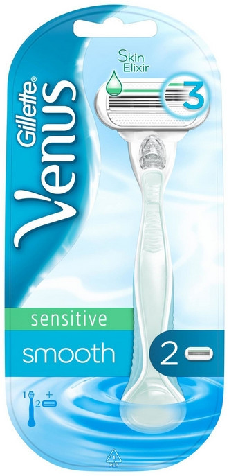 Жіночий бритвений станок Gillette Venus Smooth Sensitive з 2 змінними касетами 02001