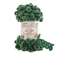 Пряжа Alize Puffy 532 зеленый (Пуффи Ализе) для вязания без спиц руками