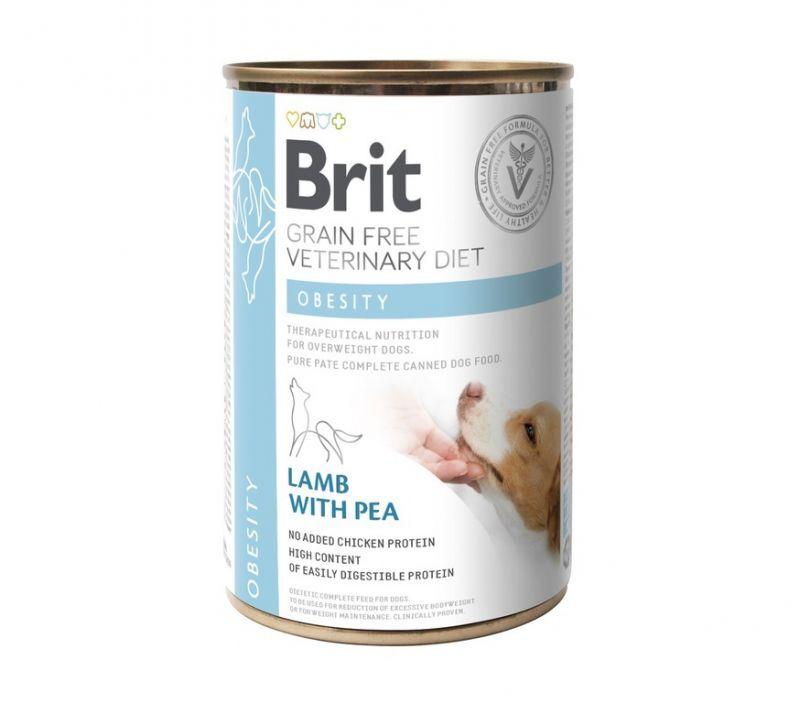 Вологий корм Brit GF VetDiet (Бріт ВетДієт) Dog Obesity для собак при ожирінні та надмірній вазі з ягням та горошком 400 г
