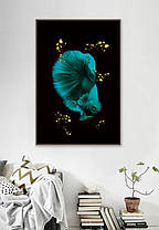 Картина Betta fish, 21х30 см, півник півмісяць бірюзовий., фото 3
