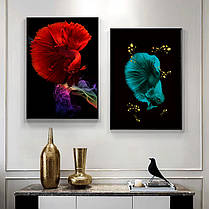 Картина Betta fish, 21х30 см, півник червоний півмісяць., фото 4